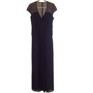 Tadashi Shoji Deep Purple Sequined Evening, Cocktail, Wedding Dress